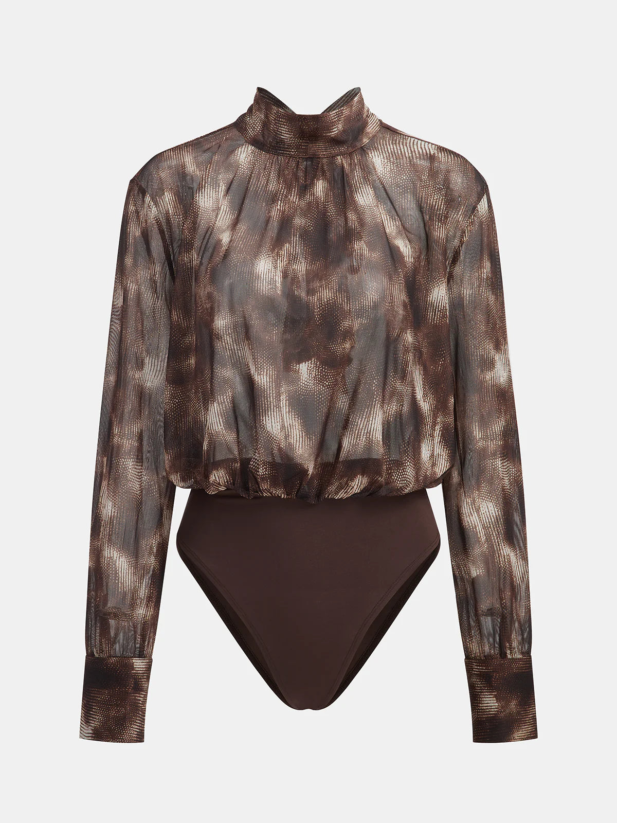 Tie-Dye Mock Neck Back Bow Detail Bodysuit