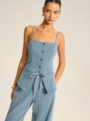 Denim Cami Vest and Pants Set