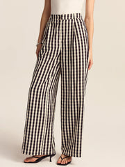 Gingham Wide-Leg Pants