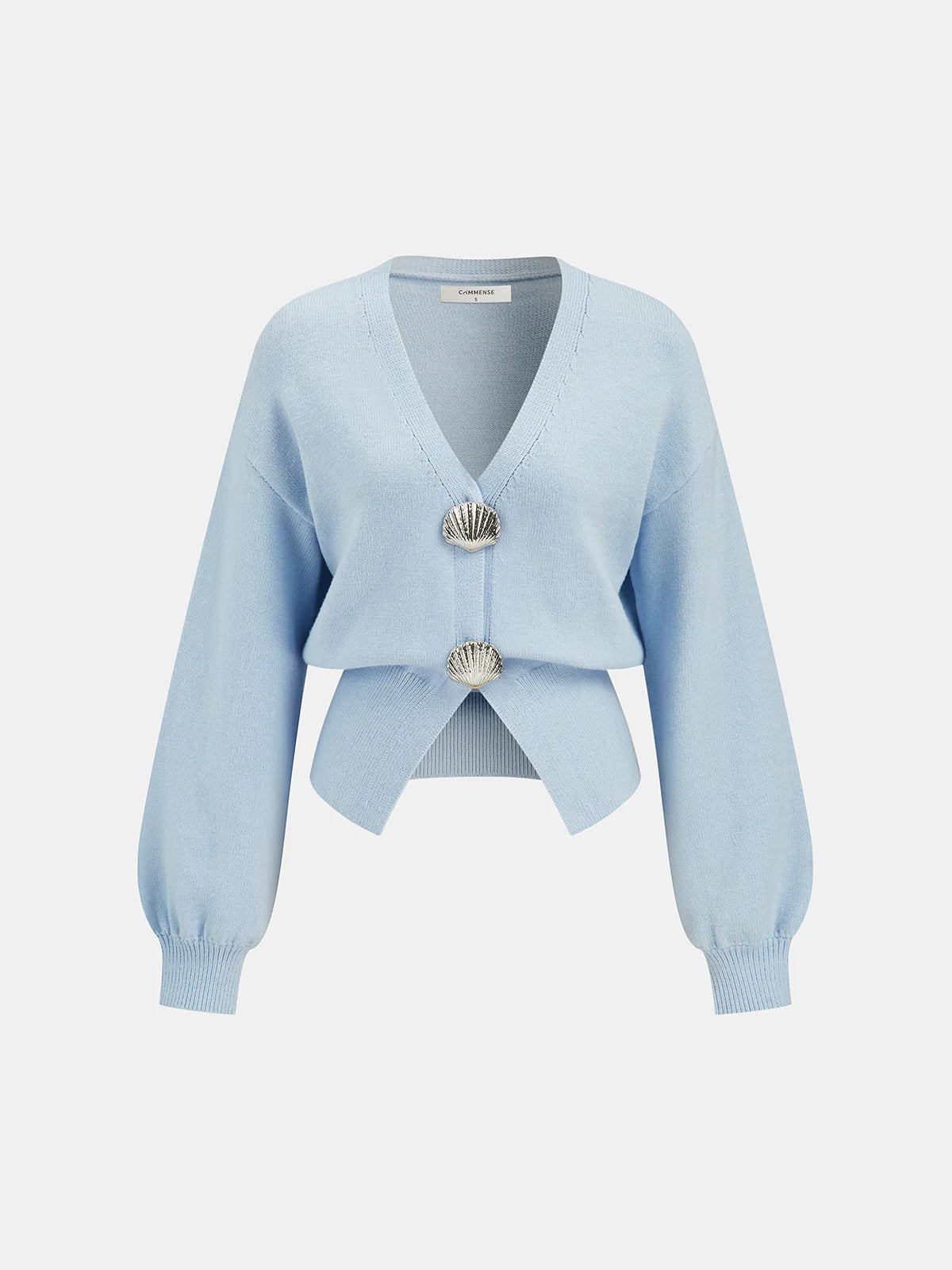 Metal Shell Split Hem Knit Cardigan