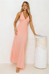 Polished Edge Halter Maxi Dress Orange