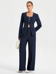 High-Waist Straight-Leg Pants