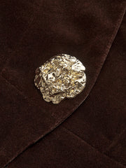 Metal Button Velvet Blazer