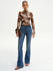 Abstract Print Mesh Long Sleeve T-Shirt