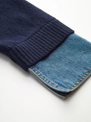 Denim Collar Buttoned Sweater