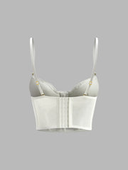 Floral Semi-Sheer Mesh Lace Crop Corset Top