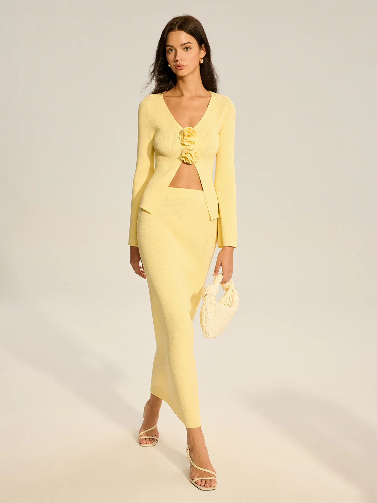 Floral Accent Cut-Out Sweater Co-ord