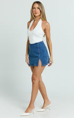 Rachel Top - Halter Fitted Top in Ivory