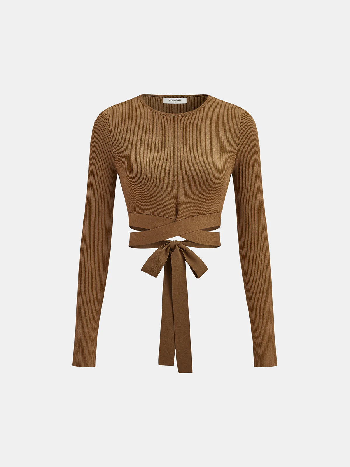 Ribbed Long Sleeve Tie-Back Top