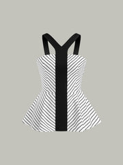 Striped Peplum Top with Contrast Straps