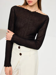 Off-Shoulder Sheer Knit Top