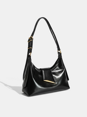 Golden Accent PU Leather Shoulder Bag