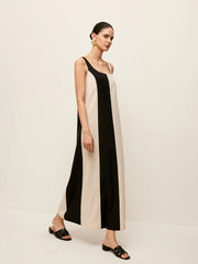 Cotton & Linen Striped Sleeveless Dress