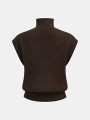 Turtleneck Cable Knit Sleeveless Vest