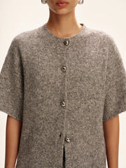 Wool-Blend Short-Sleeved Cardigan