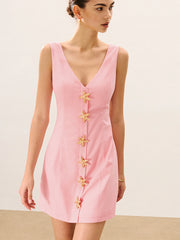 Sleeveless Mini Dress with Starfish Button