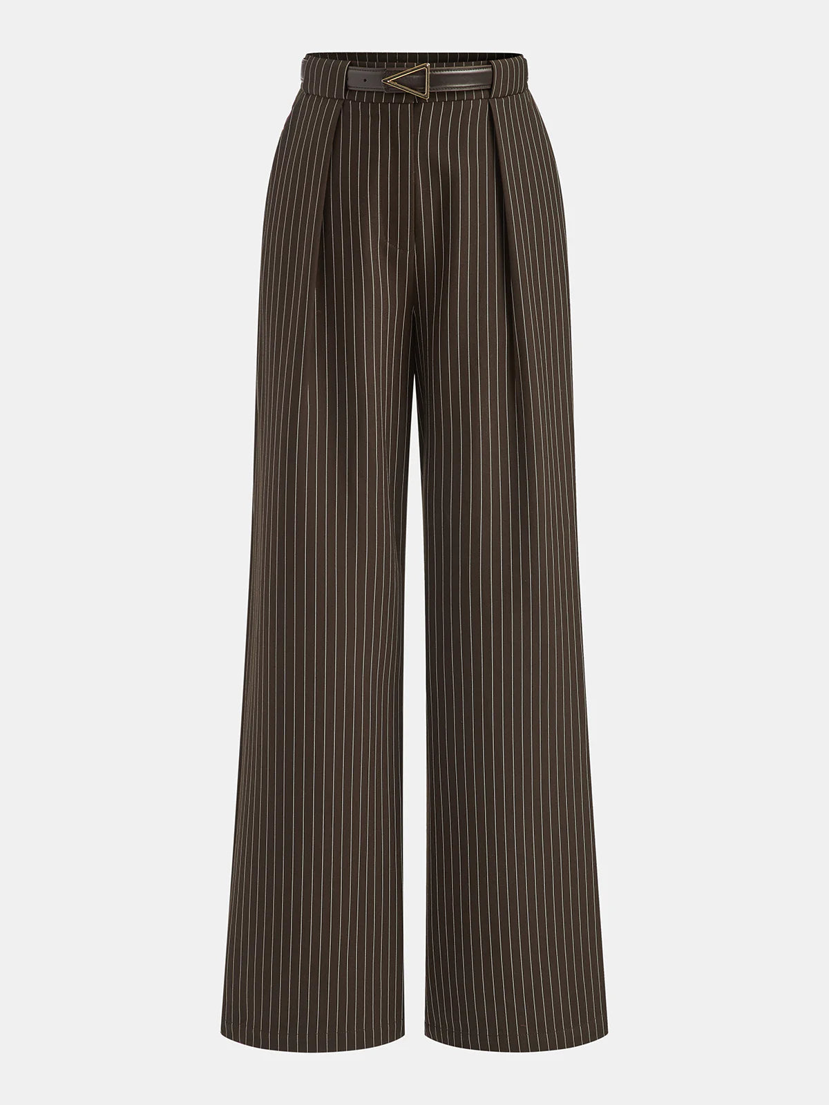 Mid-Waist Pinstripe Belted Pants