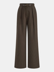 Mid-Waist Pinstripe Belted Pants