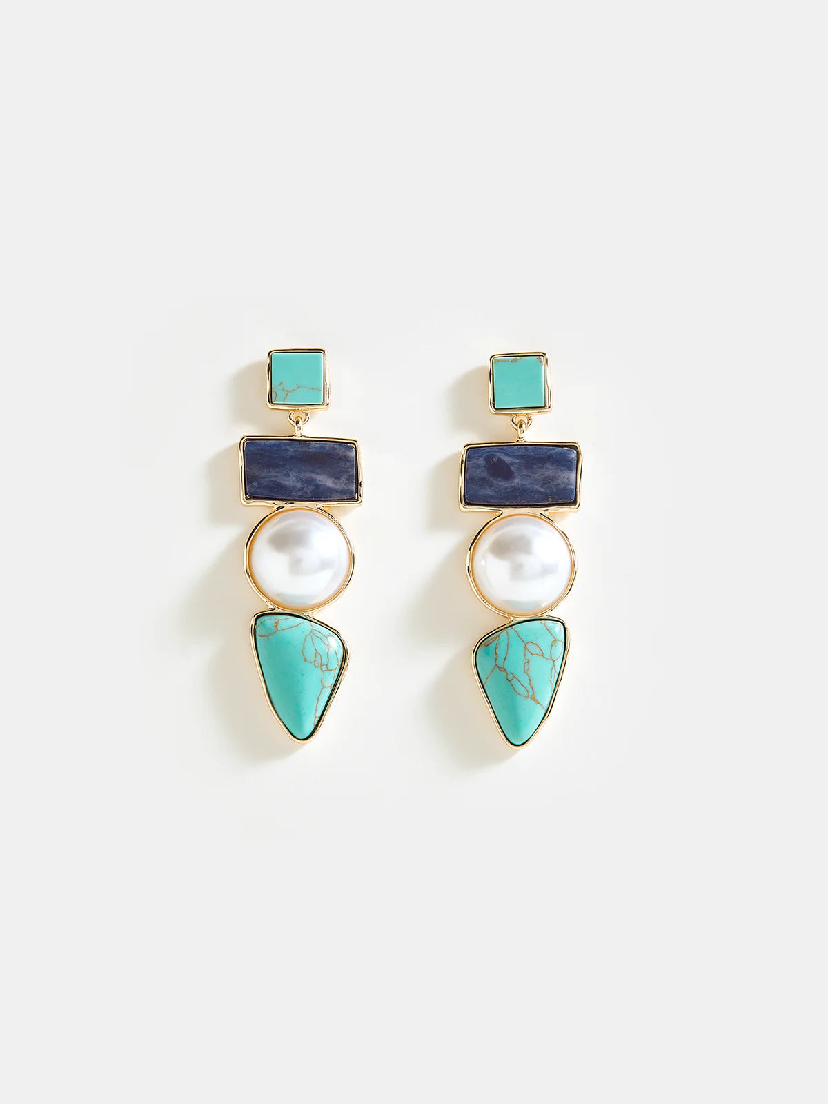 Layered Geometric Pearl Earrings