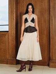 Semi-Sheer Chiffon Mid-Waist Maxi Skirt