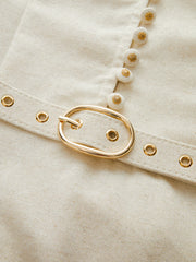 Cotton & Linen Belted Button Mini Dress