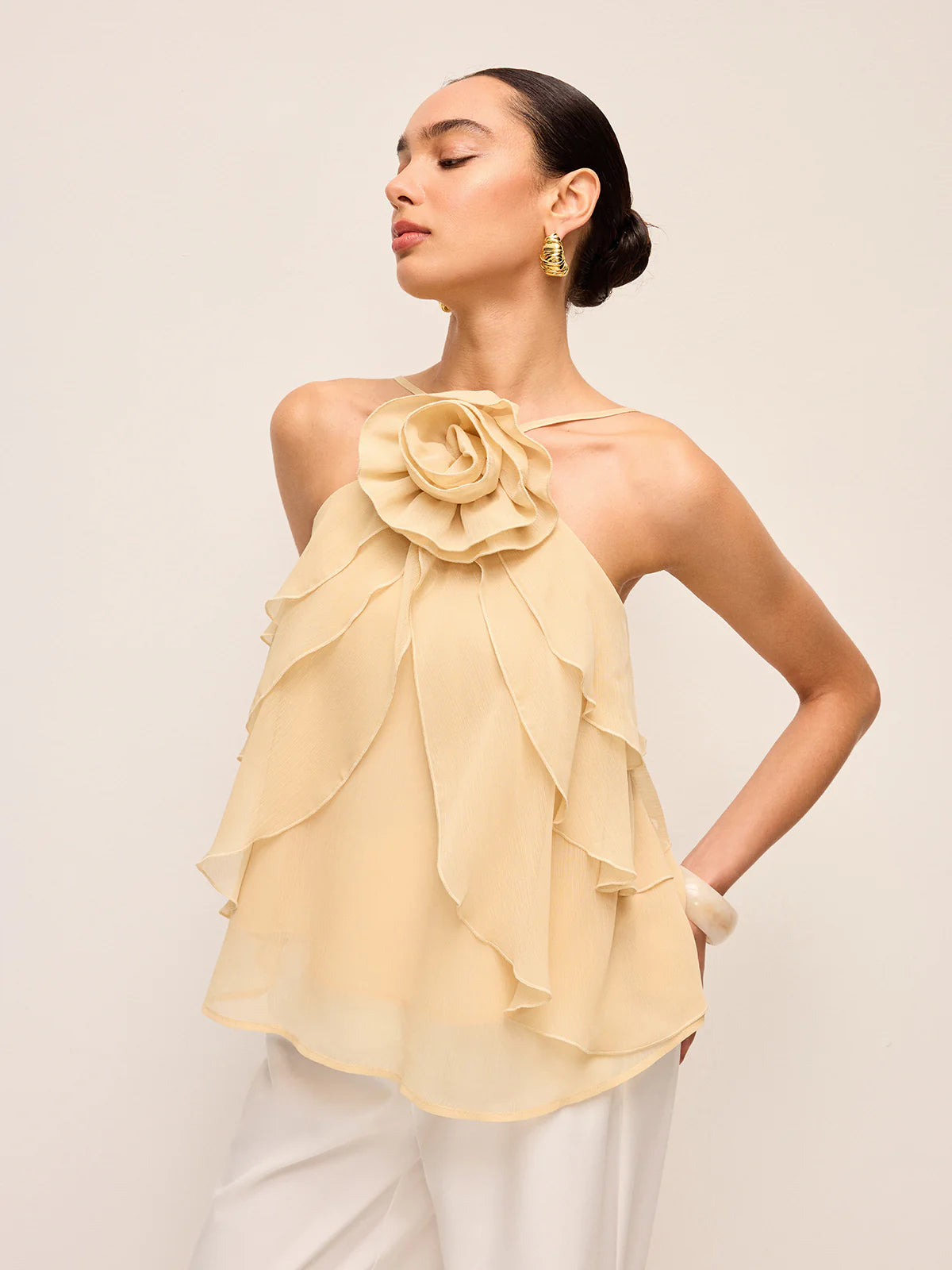 Floral Ruffle Halter Top