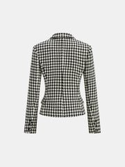 Houndstooth Tweed Double-Breasted Blazer