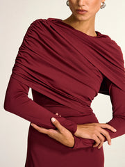 Draped Long Sleeve Maxi Dress