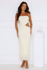 Perfect Vacay Strapless Mesh Maxi Dress Yellow