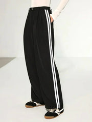Casual Side Stripe Wide-Leg Pants