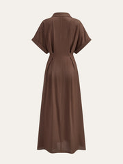 Pleated Button-Front Shirt Dress