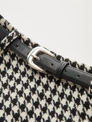 Houndstooth Belted Mini Skirt