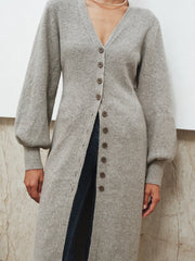 Button-Front Longline Knit Outerwear