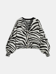 Zebra Print Puff Sleeve Cardigan