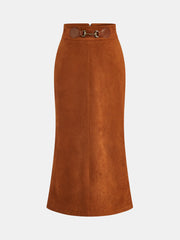 Suede Effect Horsebit Skirt