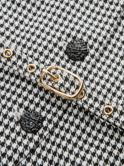 Houndstooth Belted Collar Vest