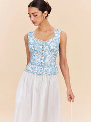 Floral Print Button-Front Top