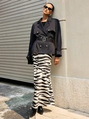 Zebra Print Satin Maxi Skirt