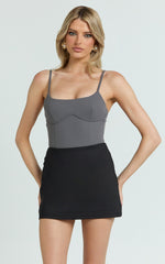 Daramie Bodysuit - Underbust Detail Bodysuit in Charcoal