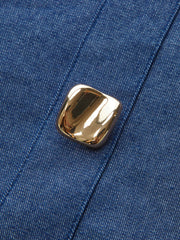 Cotton-Paneled Faux Denim Tank Top