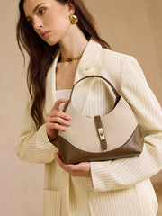 Color-Blocked Dumpling-Shaped Bag with Metal Lock