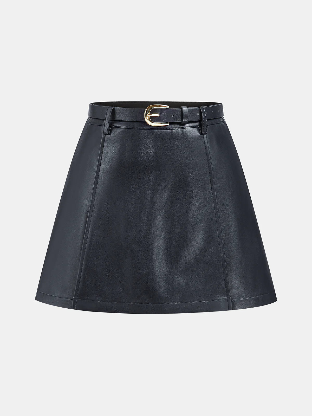 Belted Faux Leather Mini Skirt