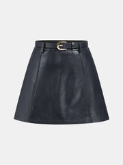 Belted Faux Leather Mini Skirt