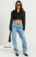 Barker Jeans - Low Rise Recycled Denim Straight Leg Jeans in Mid Blue Wash