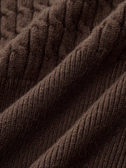 Metal Button V-Neck Cable Knit Outerwear