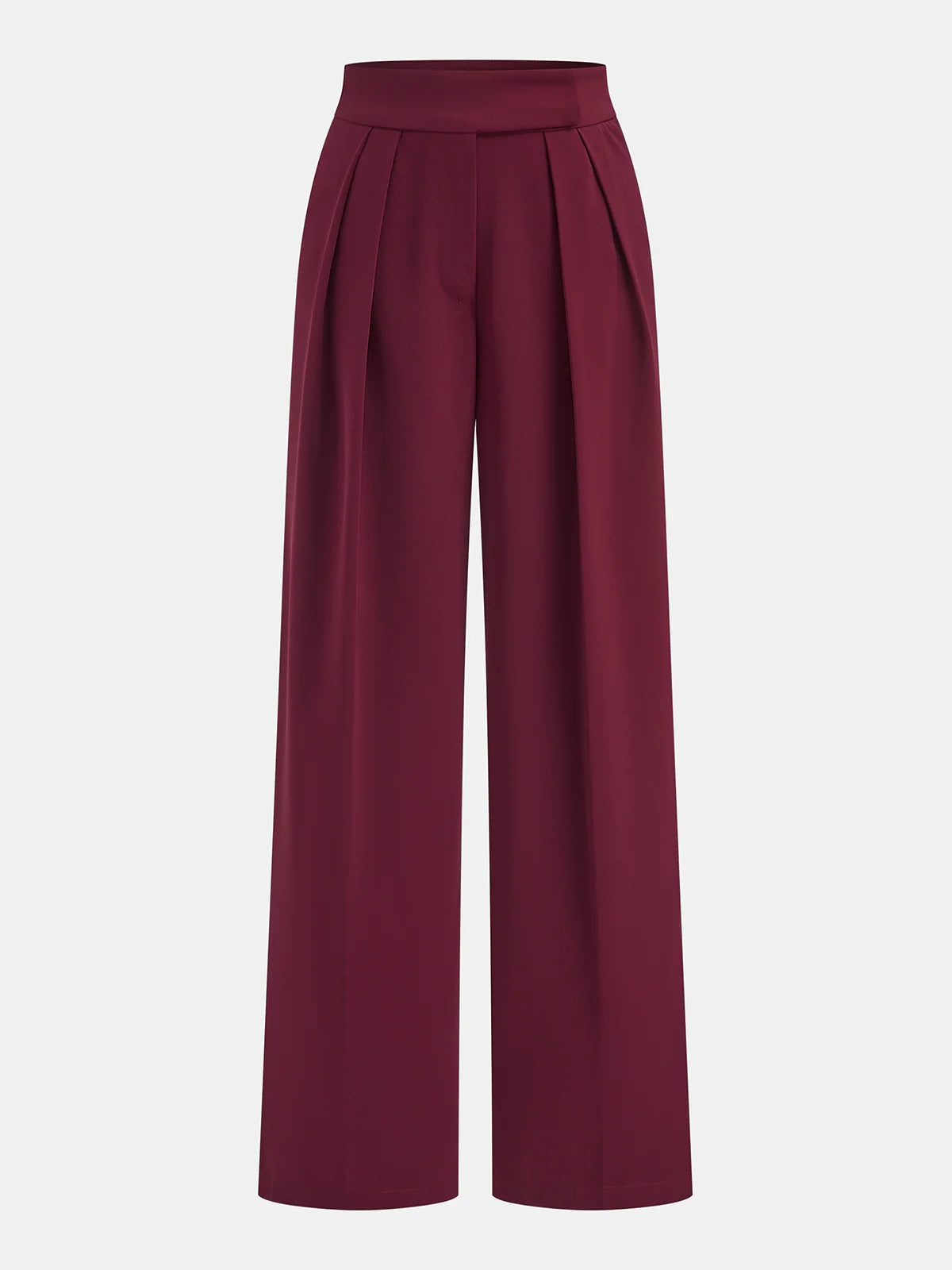 Mid-Waist Pleated Wide-Leg Pants
