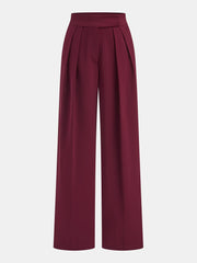 Mid-Waist Pleated Wide-Leg Pants