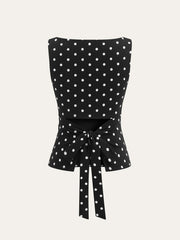 Polka Dot Cotton Blend Sleeveless Top