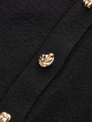 Contrast Cuff Collared Knit Maxi Dress