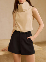Sleeveless High-Neck Cotton Top